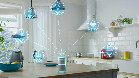 Networks of connected devices, sensors, and cognitive systems at home