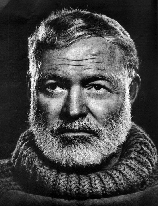 Portrait of Ernest Hemingway.