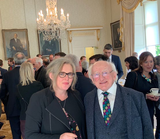 Author Joan O’Donnell with President of Ireland Michale D Higgens