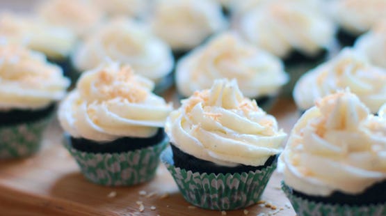 Chocolate Cupcakes with Vanilla Bean & Toasted Coconut Buttercream