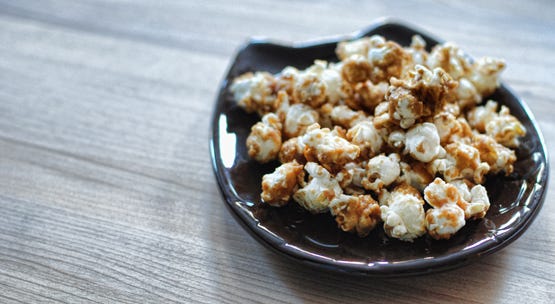 Plate of Browned-Butter Vanilla Caramel Corn