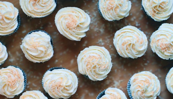 Chocolate Cupcakes with Vanilla Bean & Toasted Coconut Buttercream