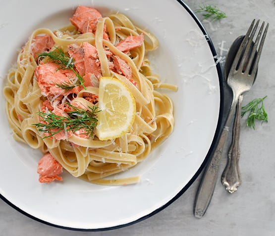 Salmon + Fettuccini in 20 - Global Dish - Stephanie Arsenault