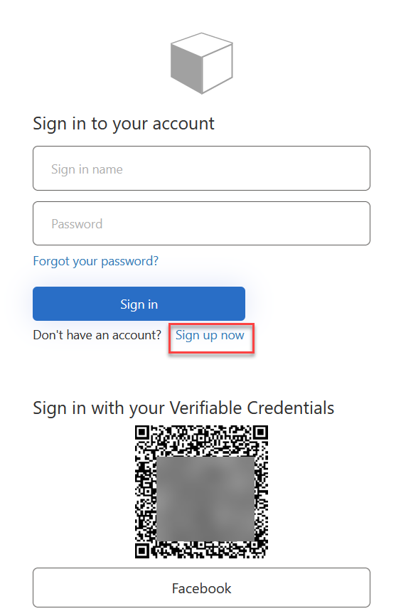 Image showing sign up / sign in with VC.