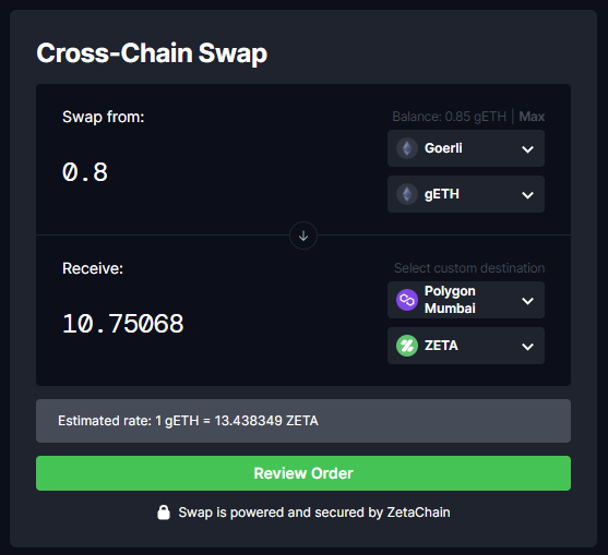 ZetaChain Cross-chain Swap App live on testnet