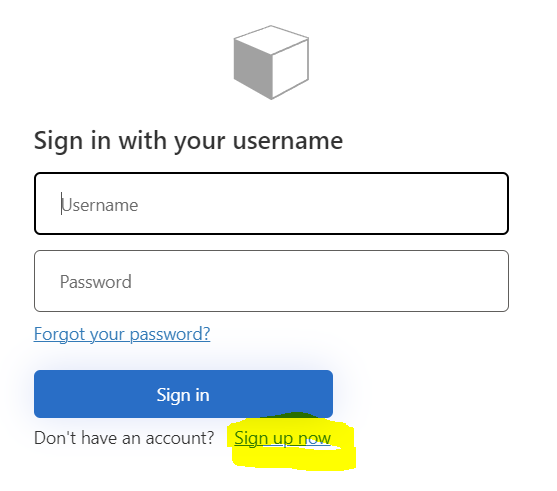 Image showing “Don’t have an account. Sign up now”