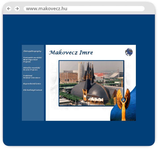 The ﬁrst, in-house version of the website consisted of simple, static HTML pages, where English and Hungarian content were placed side by side.