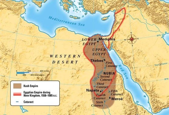 The Kushite Empire at its greatest extent, circa 700 BCE