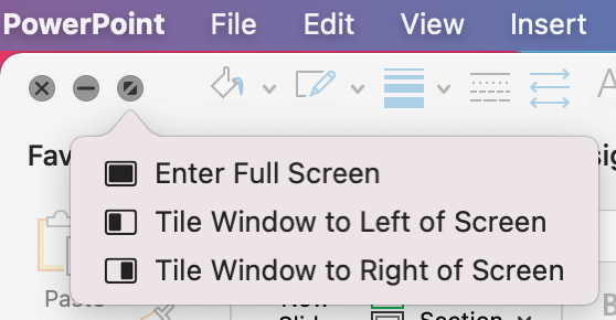 Screenshot of the tile window options in macOS
