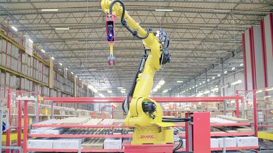 DHL box sorting application with a robot