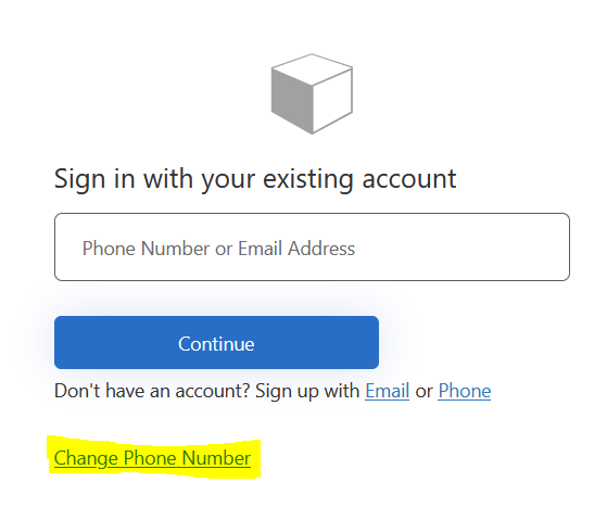 Image showing “Change Phone Number” as a link