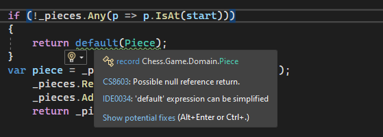 Possible null reference return suggestion on visual studio
