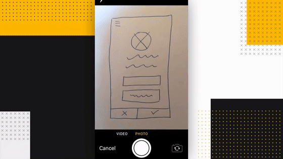 GIF of a sketch uploaded on UIzard that becomes a UI interface in a few seconds
