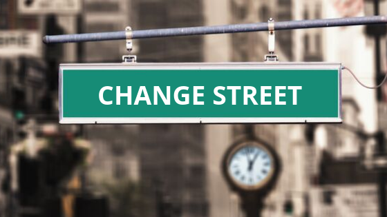 Picture of a street sign called change street