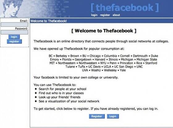 Facebook Product in 2005