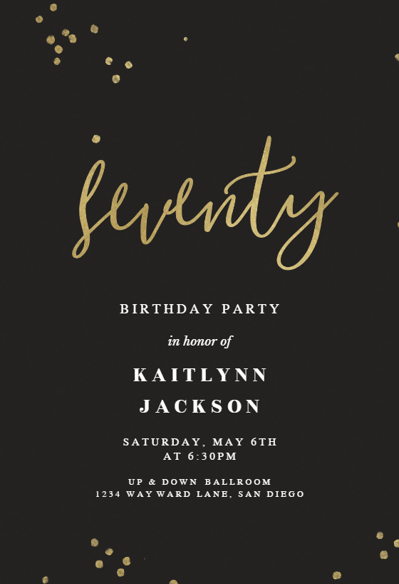 Minimal confetti 70 Birthday Invitation Template (Free) Greetings Island 70th birthday