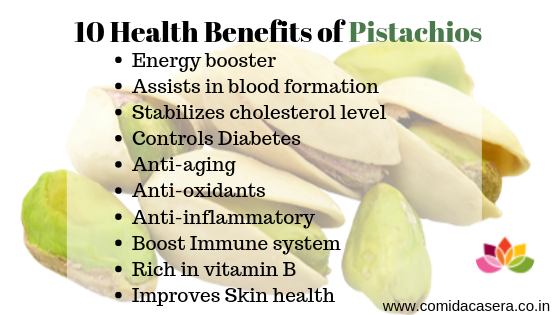 comidacasera_Health Benefits of Pistachios