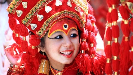 Kumari: the living goddess of Nepal. History of Kumari. Selection of Kumari: the living goddess of Nepal.