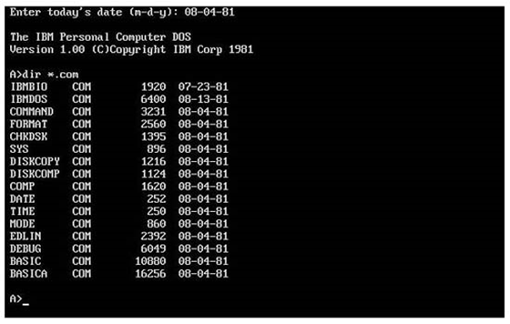 Command Line Interface. Source — https://upload.wikimedia.org/wikipedia/commons/7/79/IBM_PC_DOS_1.0_screenshot.jpg