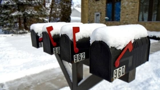 mailboxes with the little red indicator flags