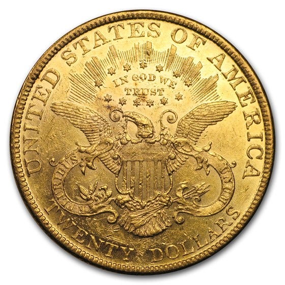 This one ounce of gold was worth $20 in 1879 is now worth about $2000