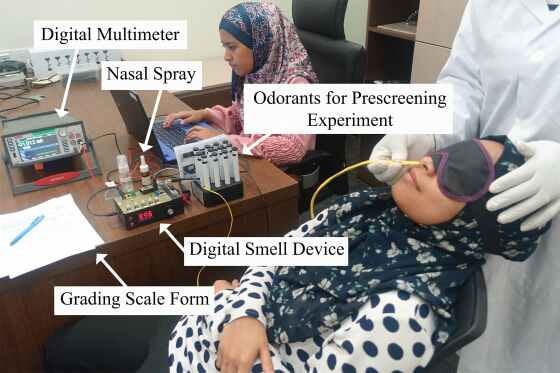 Researchers at the Imagineering Institute in Malaysia use electricity to stimulate olfactory receptors.