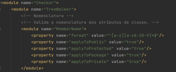 Exemplo de xml do checkstyle