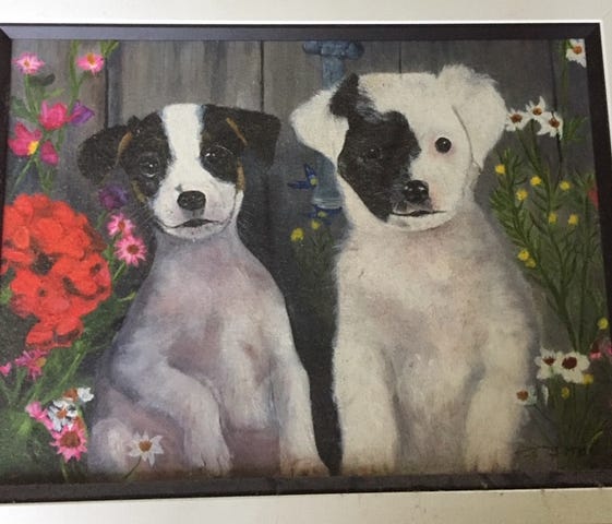 painting of two dogs