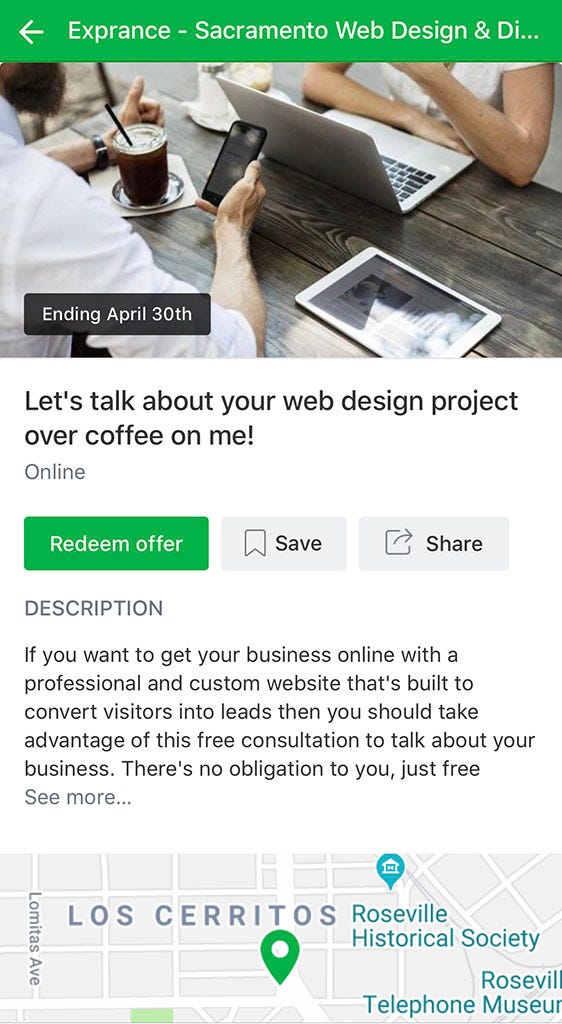 How a Nextdoor Offer looks in the Nextdoor mobile app.