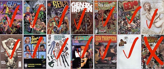 Variant covers of the comic book Gen 13 #1.