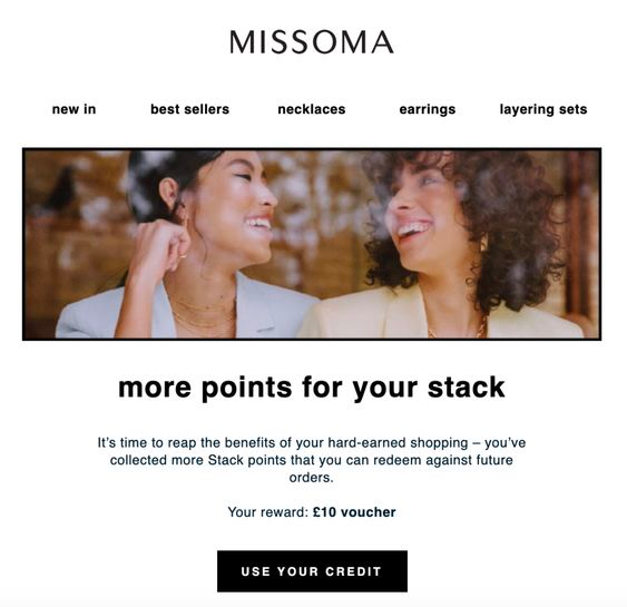 Jewelry brand Missoma’s loyalty program offering more points if you return old jewelry