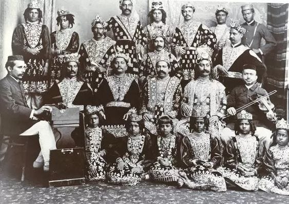 Framed Photo. Members of a Parsi Theatre Company, India.
