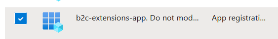 Image showing select “b2c-extensions-app”