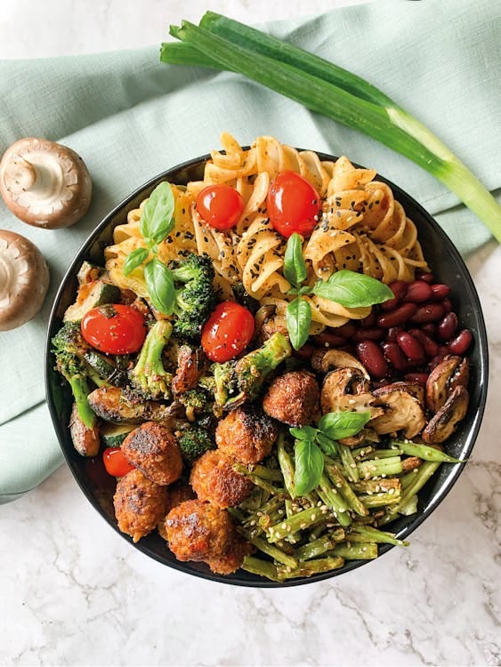 a bean bowl with veggies