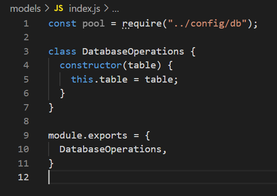 Database operation class which will be contructed for common methods