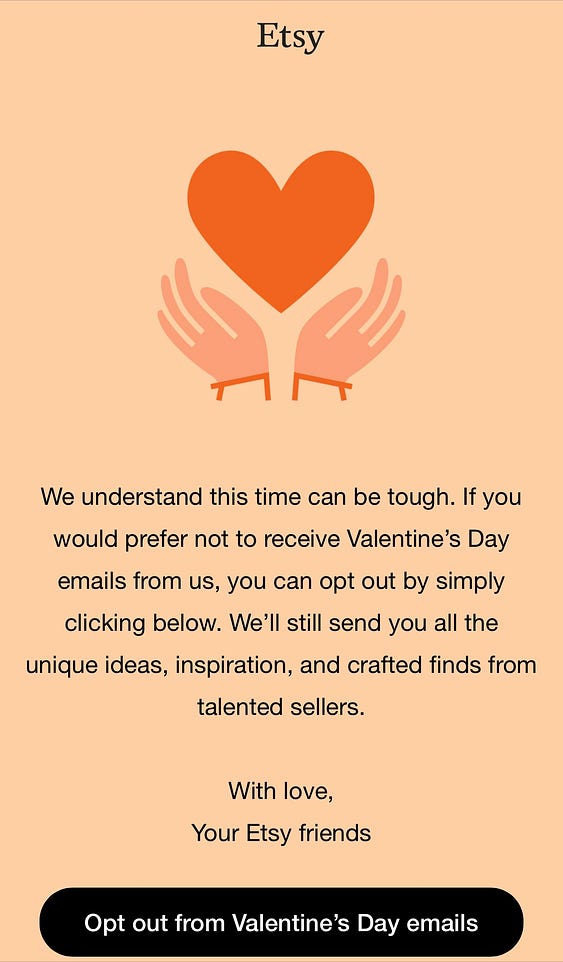 Screenshot of an email from Etsy