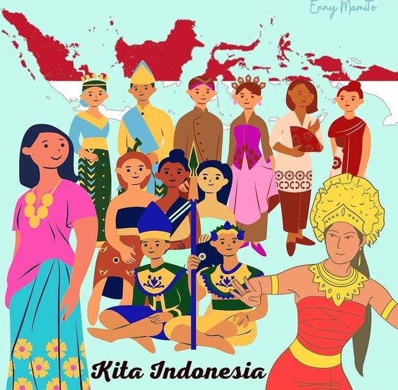 Illustration of “Bhinneka Tunggal Ika” (unity in diversity)