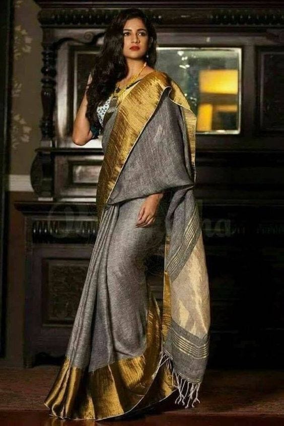 Linen Sarees with Nice Blouse