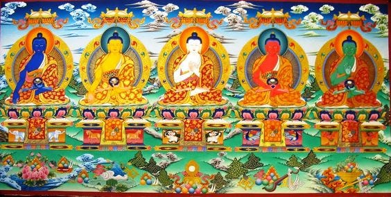 Buddhas in Five Pure Land 