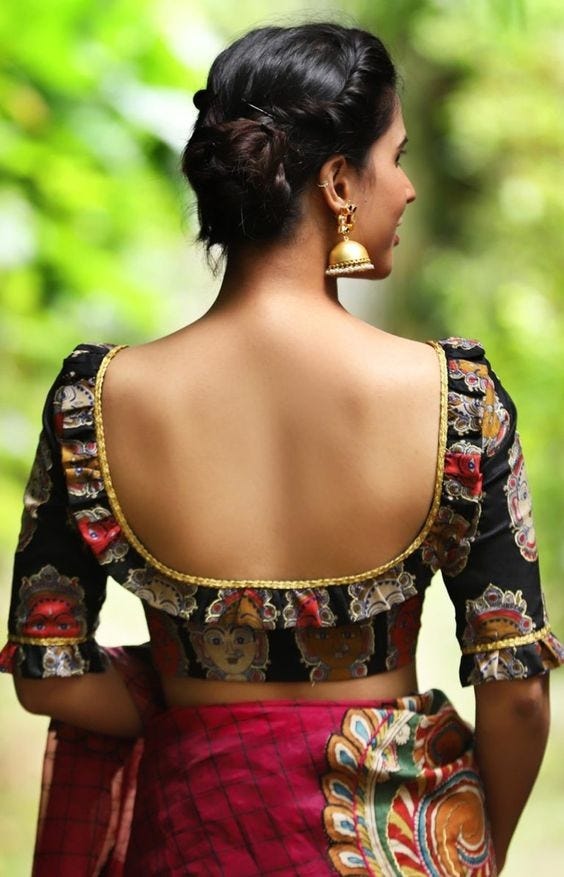 Deep-U back saree blouse