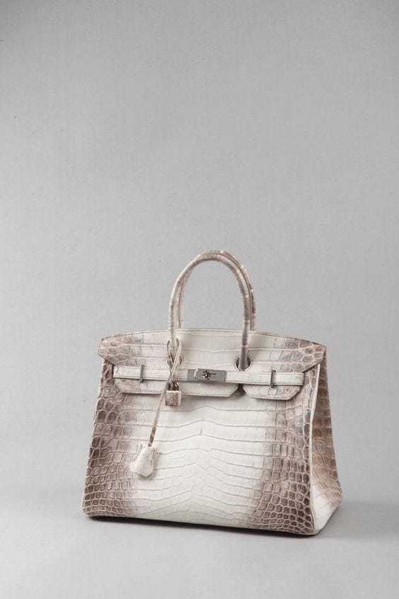 A Himalyan Birkin Bag with nilo croc skin.