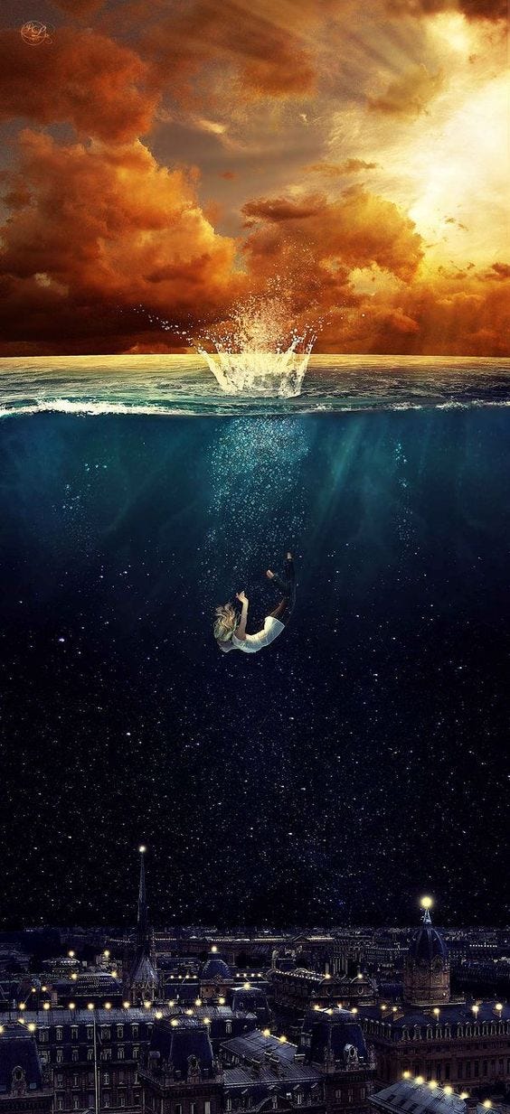 A girl drowning into something she doesn’t recognize and repeating.