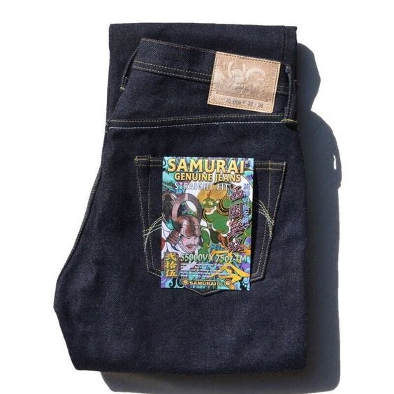 Samurai’s 25oz blue jeans. It is stiff and soft at the same time.