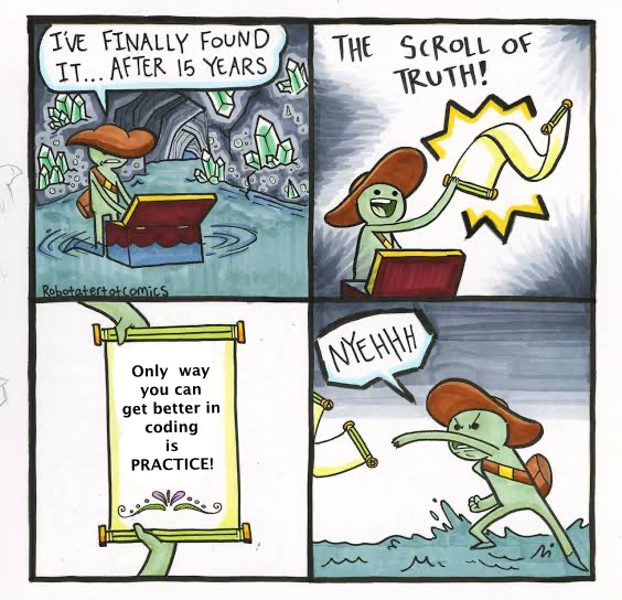 truth scroll meme saying practice is the key for better coding skills