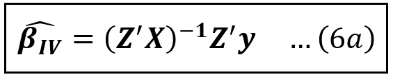 The finite sample estimator of regression coefficients for the model containing IVs