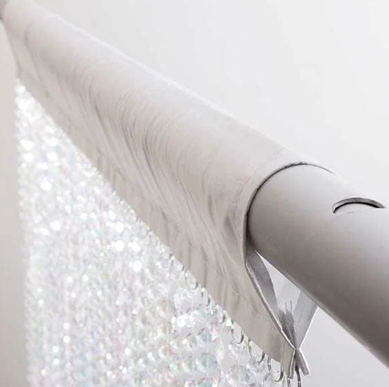 Beaded Curtain w/ Fabric Top — Jewel Crystal Iridescent Diamond