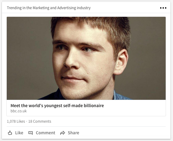 LinkedIn trending story from BBC in home feed