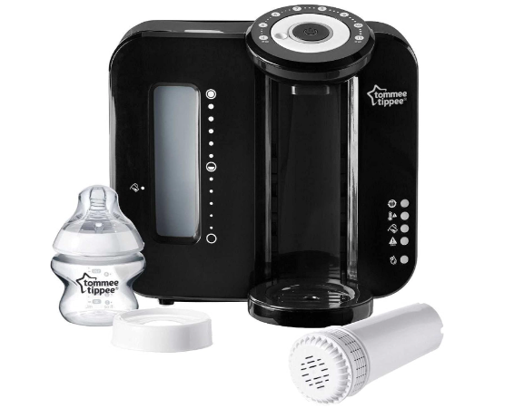 A Tommee Tippee Perfect Prep machine, bottle and cartridge
