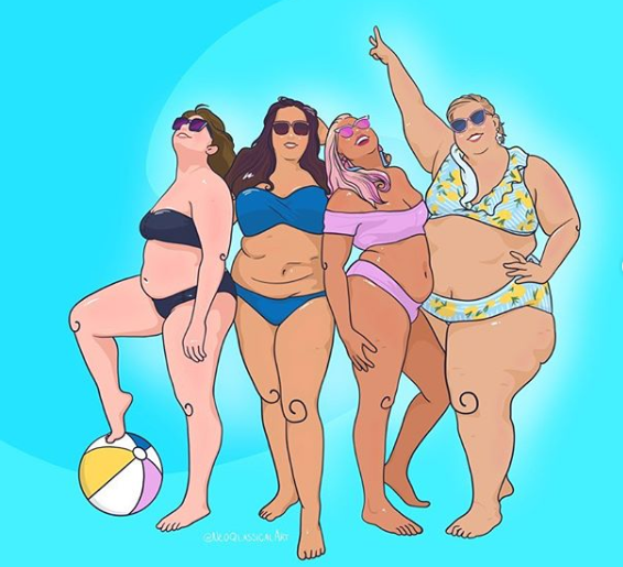 Cartoon of @thevagaggle @scarrednotscared @bodyposipanda @glitterandlazers