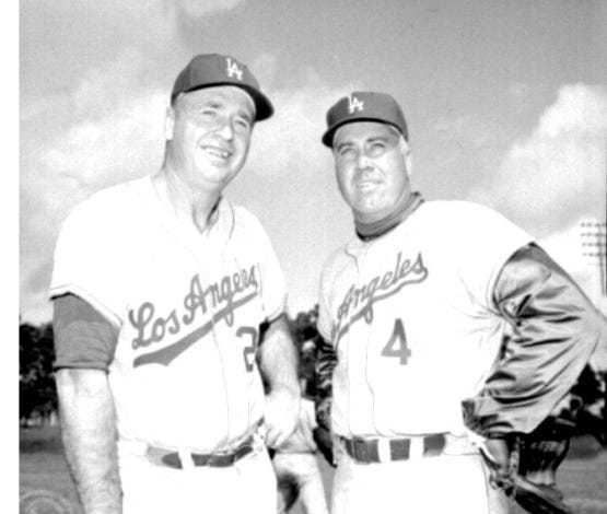 Walter Alston with Duke Snider, whose Dodger career ended in 1962. 